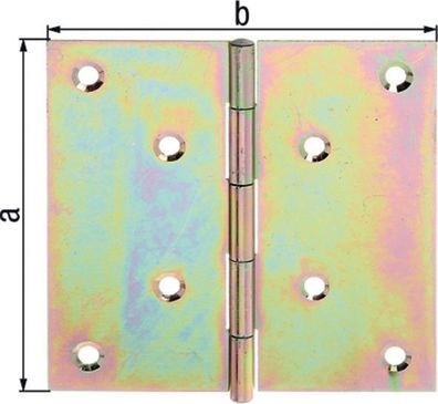 Scharnier 70,0x69,5mm Stahl roh galv. gelb verz. Ausführung: quadratisch GAH