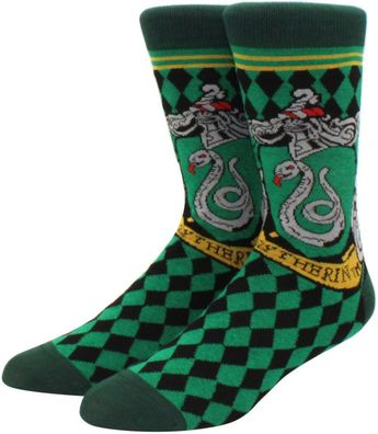 Slytherin Grüne Wappen Socken - Harry Potter HP Lustige Motiv-Socken in 3/4-Länge