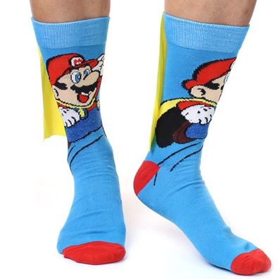 Mario Socken mit Schleifen in 3/4-Länge - Super Mario Charakter Lustige Motiv Socken