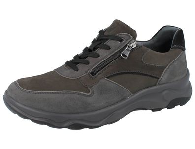 Waldläufer H-Max Halbschuhe Schnürschuhe Sneaker grau Nubukleder carbon schwarz