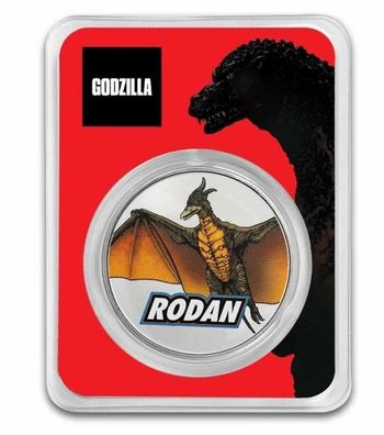 1 oz Silbermünze Rodan 2024 Godzilla vs. Monsters Silber 999 BU Niue Farbe