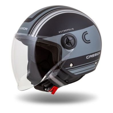 Jethelm Roller Helm Motorradhelm Handy Metropolis Cassida schwarz matt mit Visier