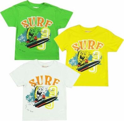 Spongebob Schwammkopf Kinder T-shirt, SURF, weiß, 100% Baumwolle, ca. 110/116