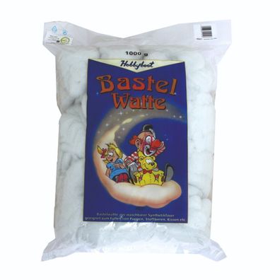 Hobbybest 11012 - Bastelwatte, weiss, 1kg Füllwatte, zum befüllen von Kissen