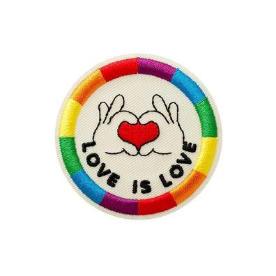 Mono-Quick 1433x Love is Love Applikation, Bügelbild Patch Regenbogen Herz Pride