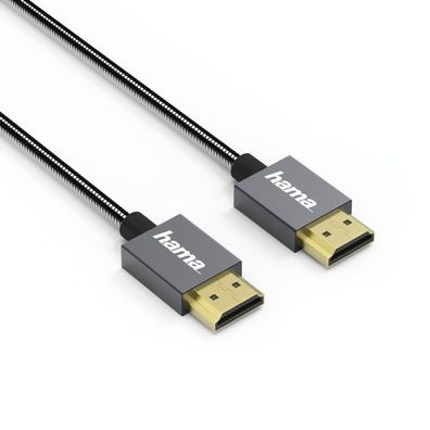 HAMA High Speed HDMI™-Kabel "Elite", Ethernet, Metall, Anthrazit, 0,75 m (001357