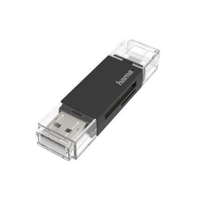 HAMA USB-Kartenleser, OTG, USB-A + Micro-USB, USB 2.0, SD/ microSD (00200130)