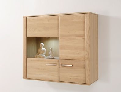 Hängeschrank Senta 12 Eiche bianco teilmassiv 107x98x38cm Hängevitrine