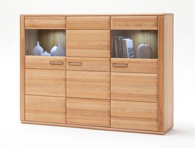 Highboard Senta 2 Kernbuche teilmassiv 179x131x38cm Schrank Vitrine