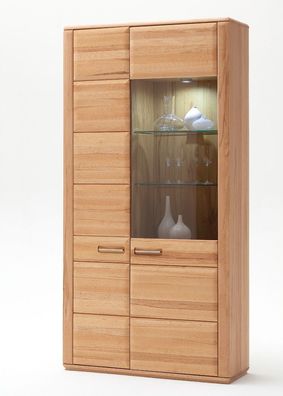 Vitrine Senta 5 Kernbuche teilmassiv 107x209x38 cm Glasvitrine