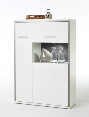 Highboard Travis 3 weiß Hochglanz 94x137x38 cm Schrank Wohnzimmer