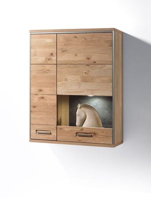 Hängeschrank Esma 9 Eiche bianco 94x120x39 cm Hängevitrine Beleuchtung