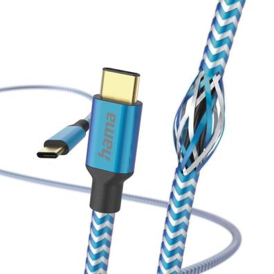 HAMA Ladekabel "Reflective", USB-C - USB-C, 1,5 m, Nylon, Blau (00201557)