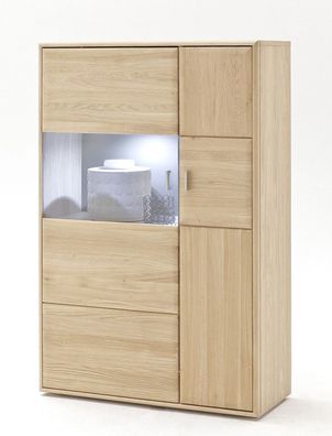 Highboard Torrent 11 rechts Eiche bianco massiv 94x140x39 cm Schrank