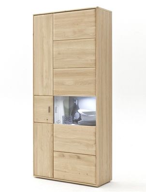 Wohnzimmerschrank Torrent 8 Eiche bianco massiv 94x206x39 cm Vitrine