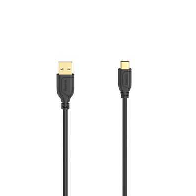 HAMA USB-C-Kabel "Flexi-Slim", USB 2.0, 480 Mbit/ s, Schwarz, 0,75 m (00200634)