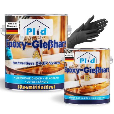 plid® Epoxidharz mit Härter für innen & außen 2;5Kg- Gießharz gießen zur Erstellung