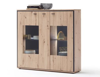 Highboard Mendoza 2 Balkeneiche 153x143x38 cm Schrank Wohnzimmer