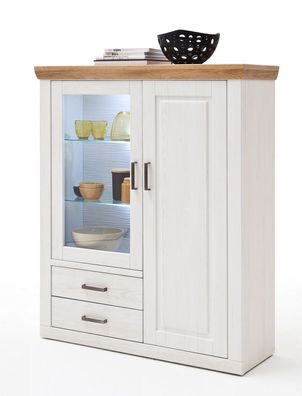 Highboard Bruneck 9 Pinie weiss Nb 118x142x40 cm Kommode Wohnzimmer