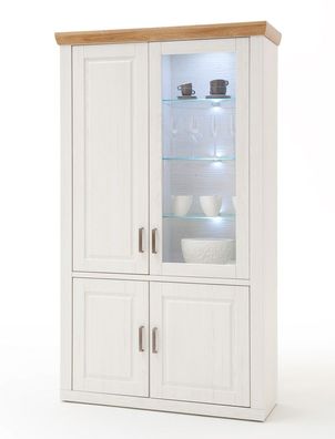 Kombi-Vitrine Bruneck 5 Pinie weiss 118x210x40 Glasvitrine Wohnzimmer