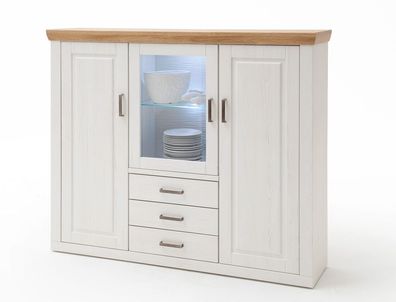 Highboard Bruneck 3 Pinie weiss Nb 163x142x40 cm Kommode Wohnzimmer