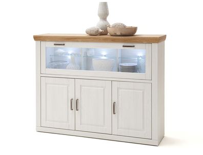 Highboard Bruneck 2 Pinie weiss Nb 163x123x40 cm Kommode Wohnzimmer