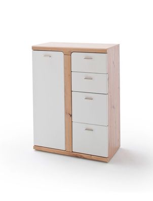 Kommode Tortona 8 Balkeneiche weiß 80x108x45 cm Dielenkommode Garderobe