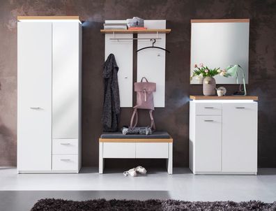 Garderobe Claire 30 weiss Wotan Eiche Nb. 5-teilig Garderobenset