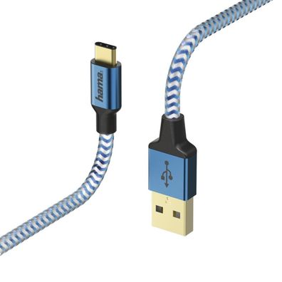 HAMA Lade-Sync-Kabel "Reflected", USB Type-C - USB-A, 1,5 m, Blau (00178295)