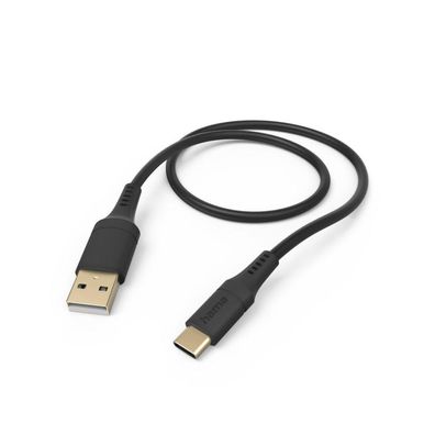 HAMA Ladekabel "Flexible", USB-A - USB-C, 1,5 m, Silikon, Schwarz (00201570)