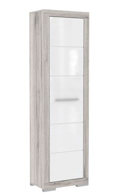 Garderobenschrank Aubert 1 Sandeiche weiß Hochglanz 58x198x37 cm