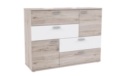 Kommode Jade 2 Sandeiche weiß 125x96x42cm Sideboard Schubkastenkommode