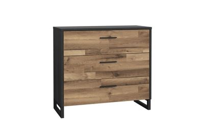 Schubkastenkommode Samu 1 Stabeiche Schwarzeiche 121x86x42 cm Schrank