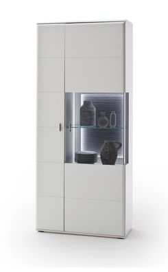 Vitrine Alexia 4 weiß matt Nb. 90x208x38 cm Glasvitrine Schrank LED