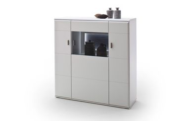 Highboard Alexia 2 weiß matt Nb. 120x124x38 cm Kommode Wohnzimmer LED