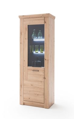 Vitrine Mauro 3 Balkeneiche Nb. 74x211x45 cm Glasvitrine LED