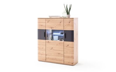 Highboard Claas 2 Balkeneiche 120x134x37 cm Anrichte Kommode Esszimmer