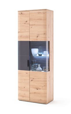 Vitrine Claas 3 Balkeneiche 70x198x37 cm Glasvitrine LED