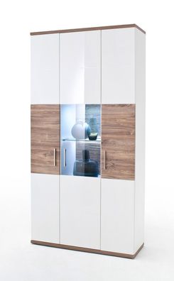 Kombi-Vitrine Lorenz 5 weiß Hochglanz 100x199x37 cm Glasvitrine LED