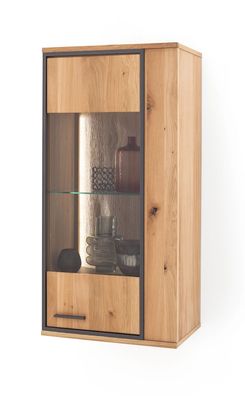 Hängeschrank Conor 8 Asteiche Bianco teilmassiv 60x123x37 cm LED