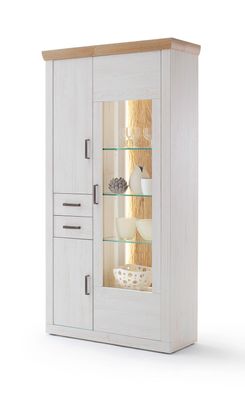 Vitrine Marlis 4 Pinie Aurelio Nb. 106x205x40 cm Glasvitrine Wohnzimmer