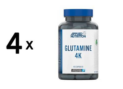 4 x Applied Nutrition Glutamine 4K (120 Caps) Unflavoured