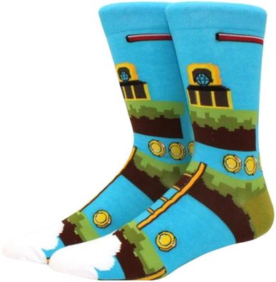 Level Up! Gaming Socken - Gamer Lustiger Cartoon-Socken in 3/4-Länge