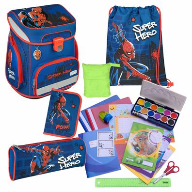 Scooli Schulranzen Spiderman 18 Teile-Set Spider Man mit gefüllter Federmappe & mehr