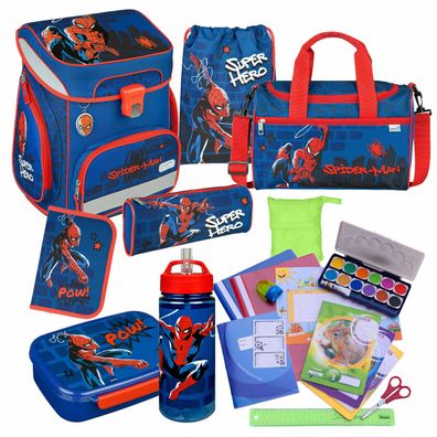 Scooli Schulranzen Spiderman 21 Teile-Set mit Sporttasche Dose Flasche uvm Spider Man