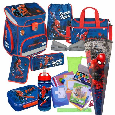 Scooli Schulranzen Spiderman 23 Teile-Set inkl. Sporttasche Schultüte Hüftgurt uvm