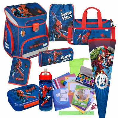 Scooli Schulranzen SPIDER MAN 22-Teile-Set Spiderman + Flasche, großer Schultüte uvm