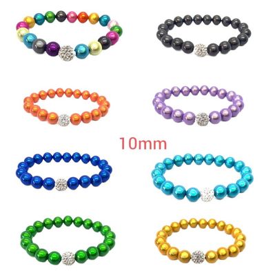 Damen Armband Perlen Magic Beads Boho Armbänder 10 mm Glitzerperle 8 Farben