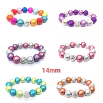 Damen Armband Perlen Magic Beads Boho Armbänder 14 mm Glitzerperle 6 Farben