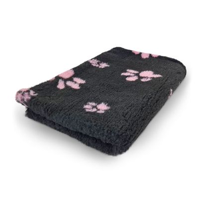 Vet Bed Hundedecke Hundebett Schlafplatz 150 x 100 cm schwarz rosa Pfoten